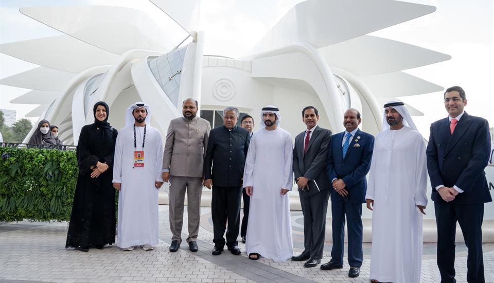 Hamdan bin Mohammed meets with the Chief Minister of Kerala at the UAE Pavilion at Expo 2020 Dubai