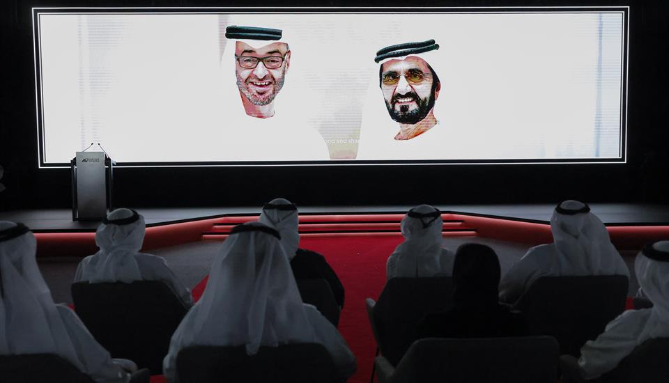 Khaled bin Mohamed bin Zayed and Hamdan bin Mohammed bin Rashid witness announcement of high-speed train project linking Abu Dhabi Dubai